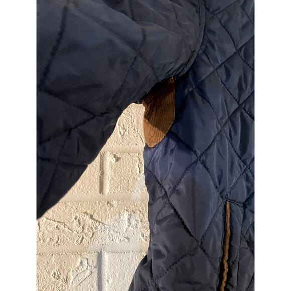 Ralph Lauren Sport Quilted Jacket Women’s M Navy Crest Patch Snap Corduroy Cuffs - Picture 7 of 12